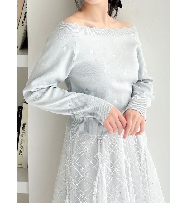 dazzlin「オフショルスカラップハートニット」|ニット・セーター|