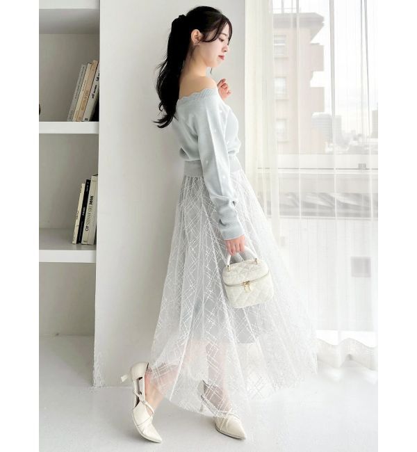 dazzlin「オフショルスカラップハートニット」|ニット・セーター|