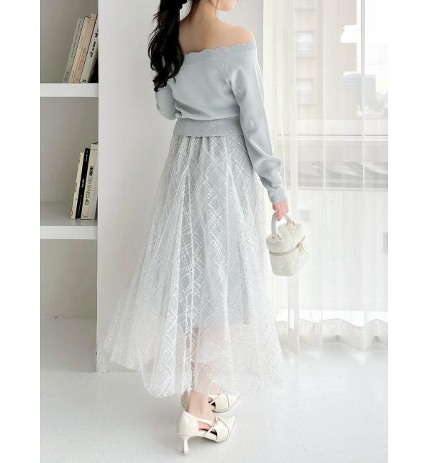 dazzlin「オフショルスカラップハートニット」|ニット・セーター|