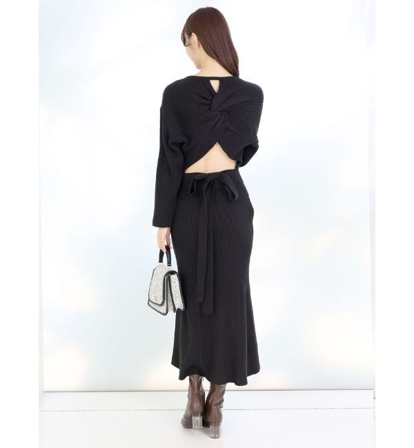 MERCURYDUO「バックシャンツイストデザインニットワンピース」|ワンピース|