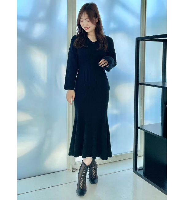 MERCURYDUO「バックシャンツイストデザインニットワンピース」|ワンピース|