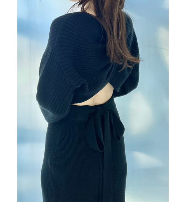 MERCURYDUO「バックシャンツイストデザインニットワンピース」|ワンピース|