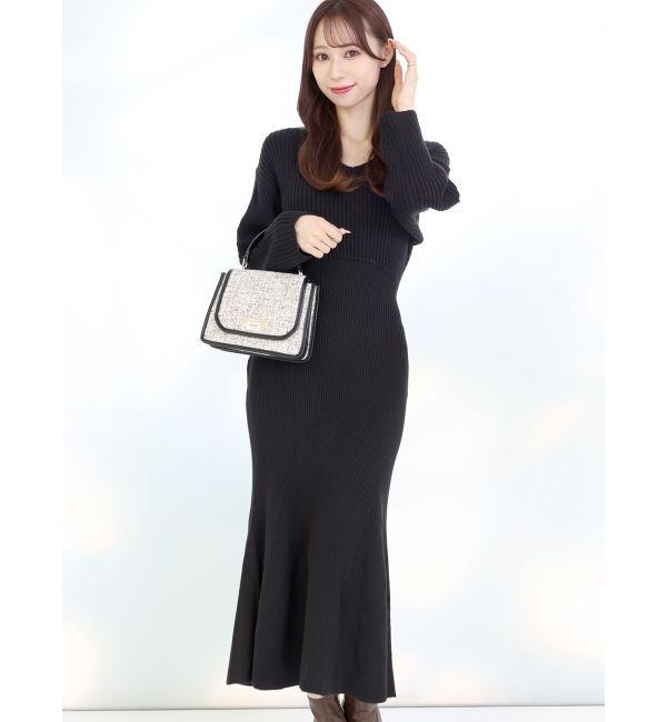 MERCURYDUO「バックシャンツイストデザインニットワンピース」|ワンピース|