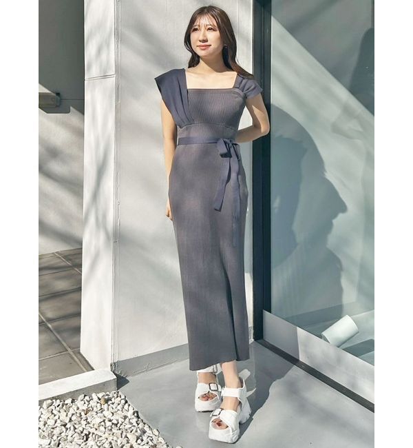 MERCURYDUO「アシメビスチェニットワンピース」|ワンピース|