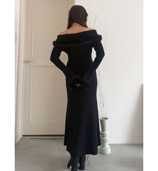 MERCURYDUO「ファートリミングニットワンピース」|ワンピース|