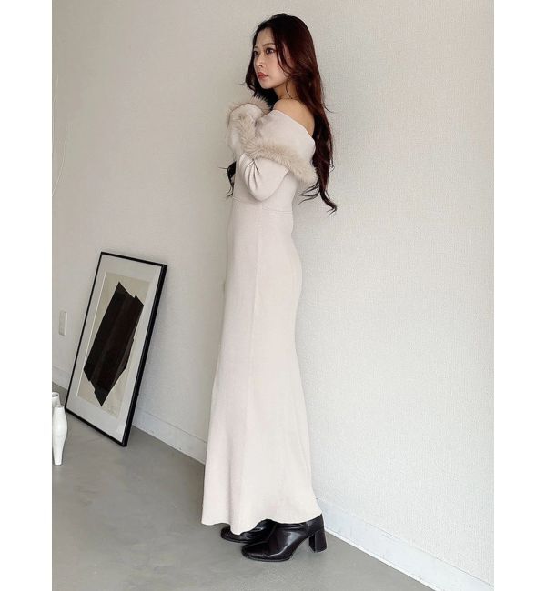 MERCURYDUO「ファートリミングニットワンピース」|ワンピース|