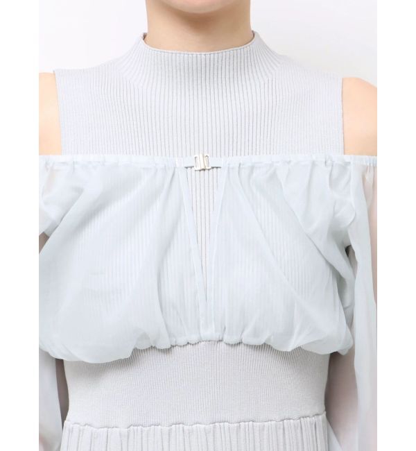 MERCURYDUO「異素材ドッキングプリーツフレアニットワピース」|ワンピース|