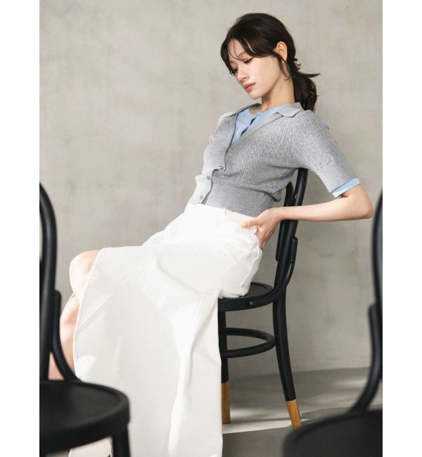 MERCURYDUO「デニムイレギュラーヘムフレアスカート」|スカート|オフホワイト