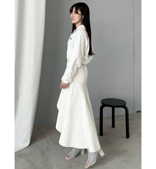 MERCURYDUO「デニムイレギュラーヘムフレアスカート」|スカート|