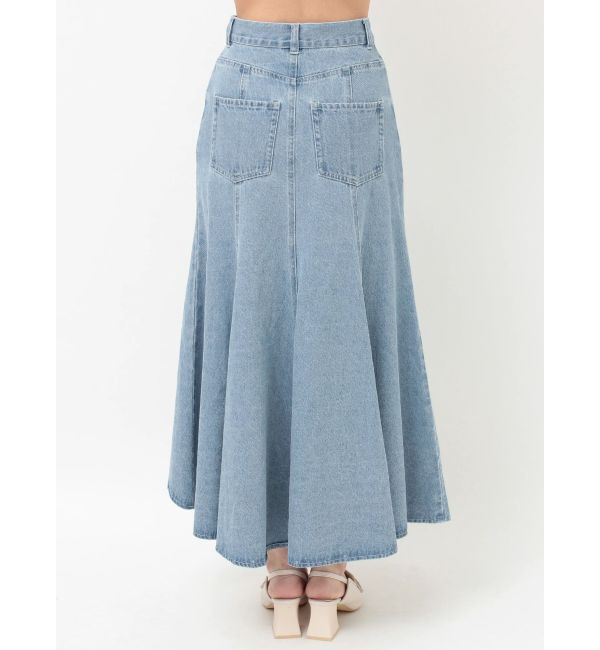 MERCURYDUO「デニムイレギュラーヘムフレアスカート」|スカート|