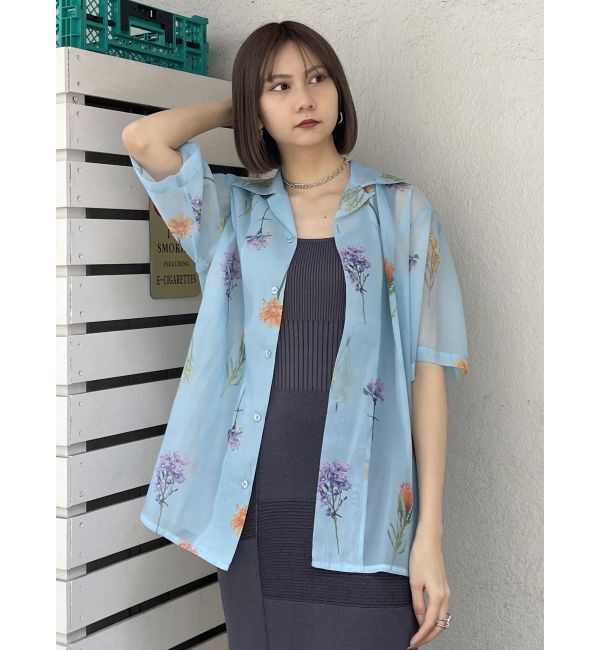 MURUA「フラワーシアーオープンカラーシャツ【WEB限定】」|シャツ・ブラウス|