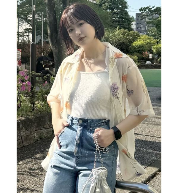 MURUA「フラワーシアーオープンカラーシャツ【WEB限定】」|シャツ・ブラウス|