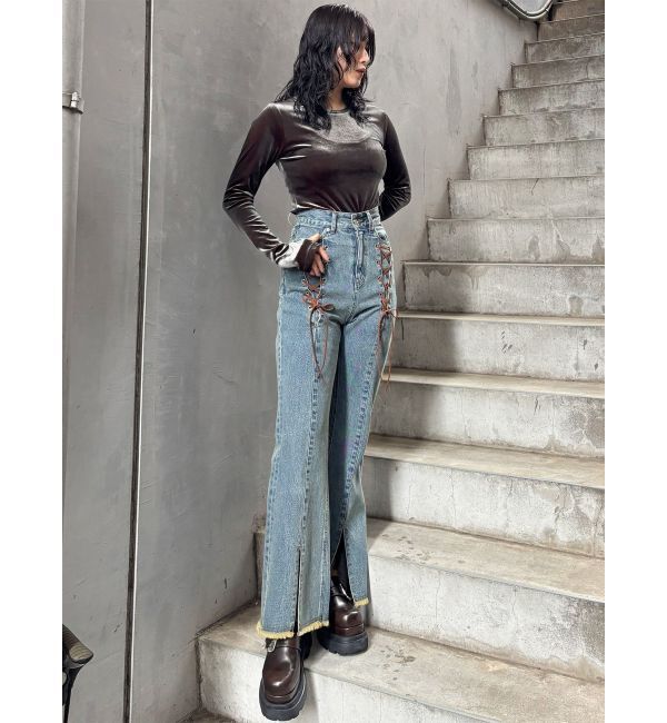 MURUA「シャンブレーベロアトップス」|Tシャツ・カットソー|