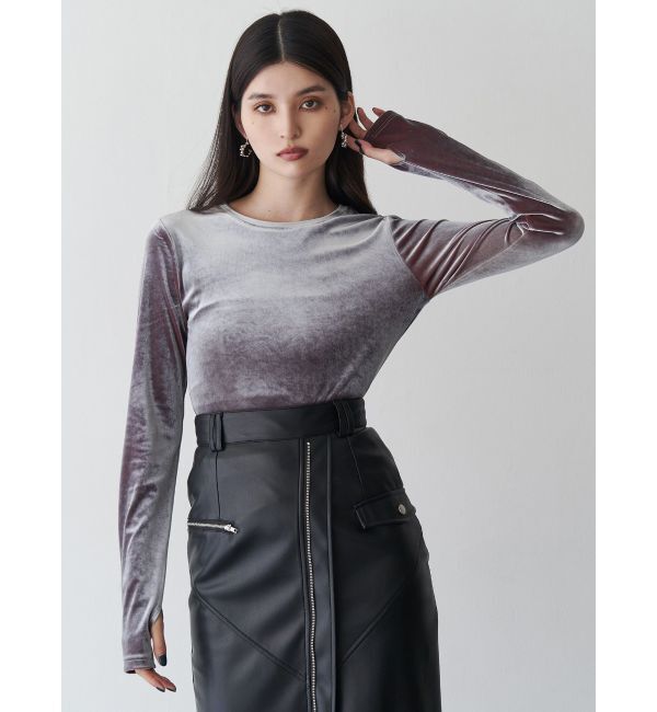 MURUA「シャンブレーベロアトップス」|Tシャツ・カットソー|