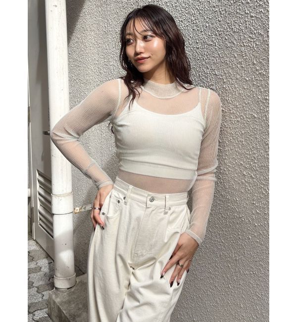 MURUA「プリーツシアーハイネックトップス」|Tシャツ・カットソー|