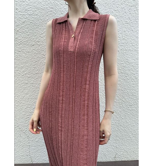 LAGUNAMOON「【追加生産】シャツカラーメランジニットワンピース」|ワンピース|