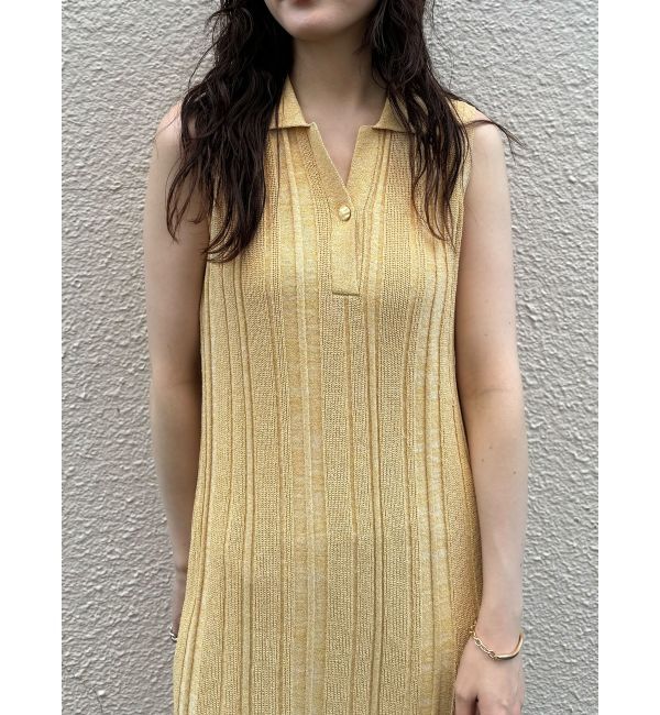 LAGUNAMOON「【追加生産】シャツカラーメランジニットワンピース」|ワンピース|イエロー