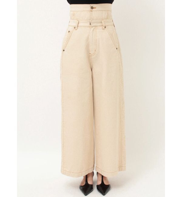 LAGUNAMOON「ハイウエストラインディティールデニムパンツ」|デニム|