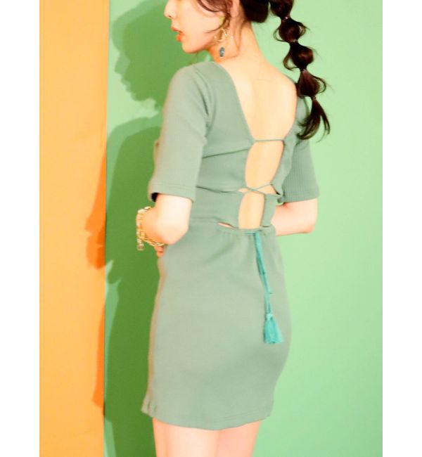 EVRIS「タッセルリブカットワンピース」|ワンピース|