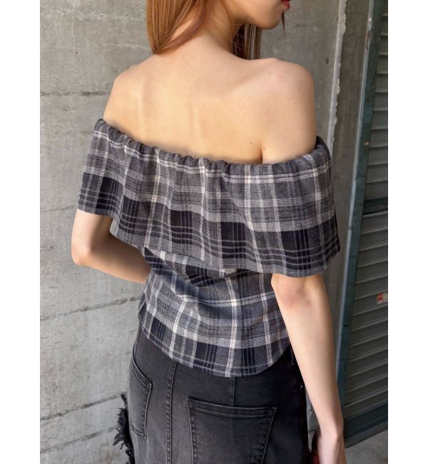 EVRIS「チェックオフショルブラウス」|シャツ・ブラウス|