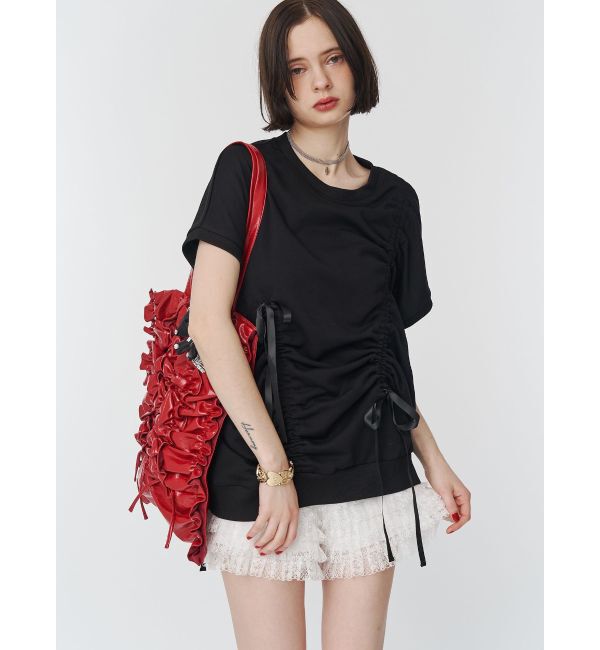 jouetie「シャーリングリボンルーズプルオーバー」|Tシャツ・カットソー|ブラック