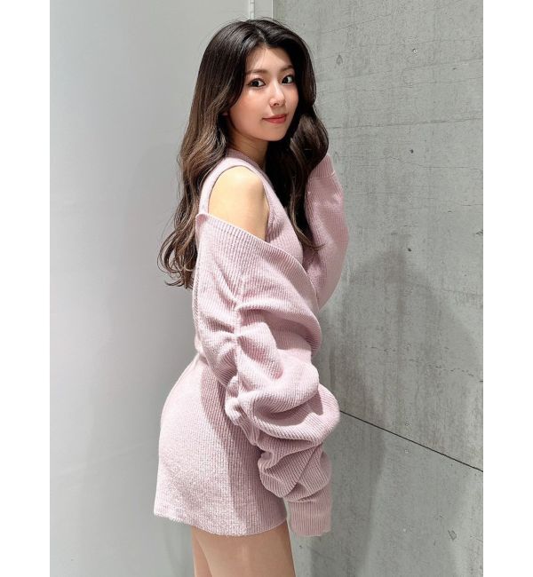GYDA「アームギャザーレイヤードニットロンパース」|オールインワン|