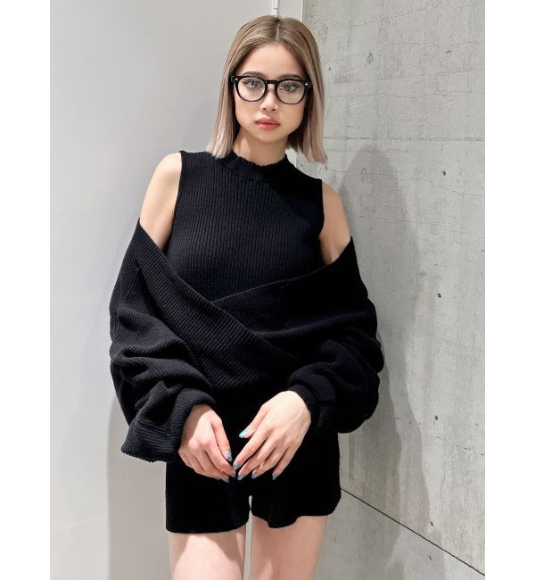 GYDA「アームギャザーレイヤードニットロンパース」|オールインワン|