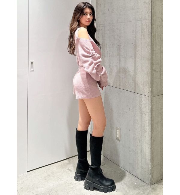 GYDA「アームギャザーレイヤードニットロンパース」|オールインワン|