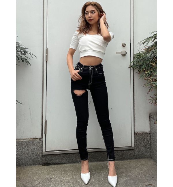 GYDA「ハーフスリーブカシュクールオフショルショートトップス」|Tシャツ・カットソー|