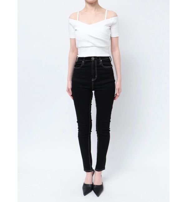 GYDA「ハーフスリーブカシュクールオフショルショートトップス」|Tシャツ・カットソー|