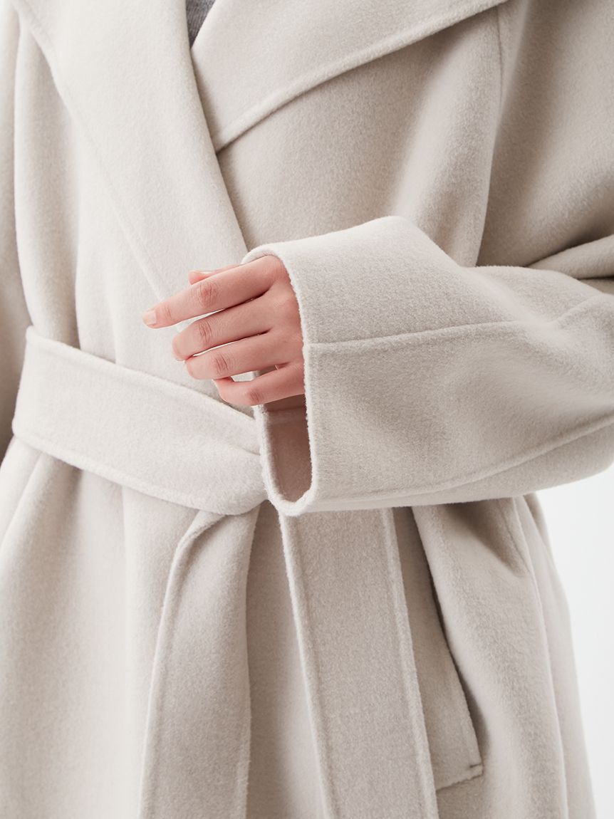 Mila Owen「共ベルト付きビックカラーミディ丈コート」|ステンカラーコート|