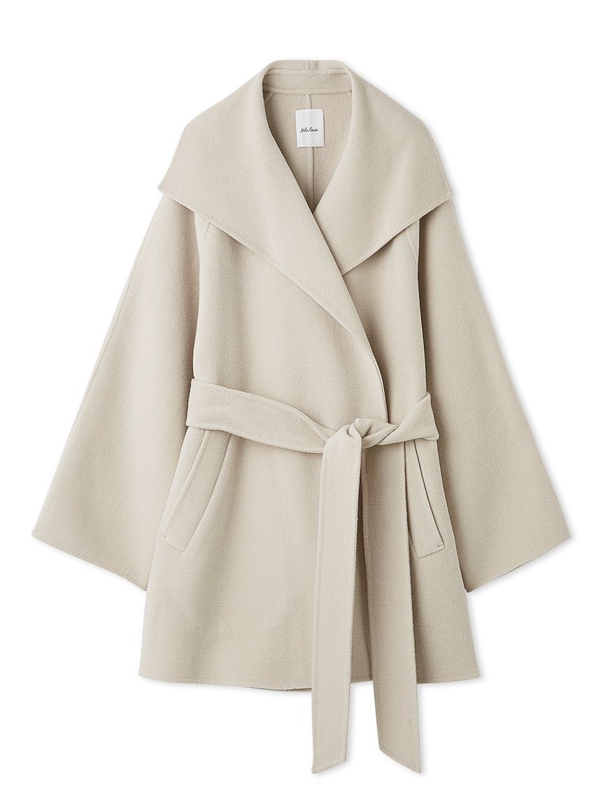 Mila Owen「共ベルト付きビックカラーミディ丈コート」|ステンカラーコート|