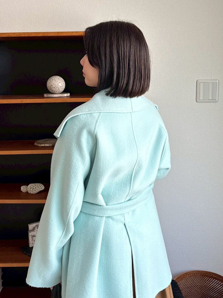 Mila Owen「共ベルト付きビックカラーミディ丈コート」|ステンカラーコート|