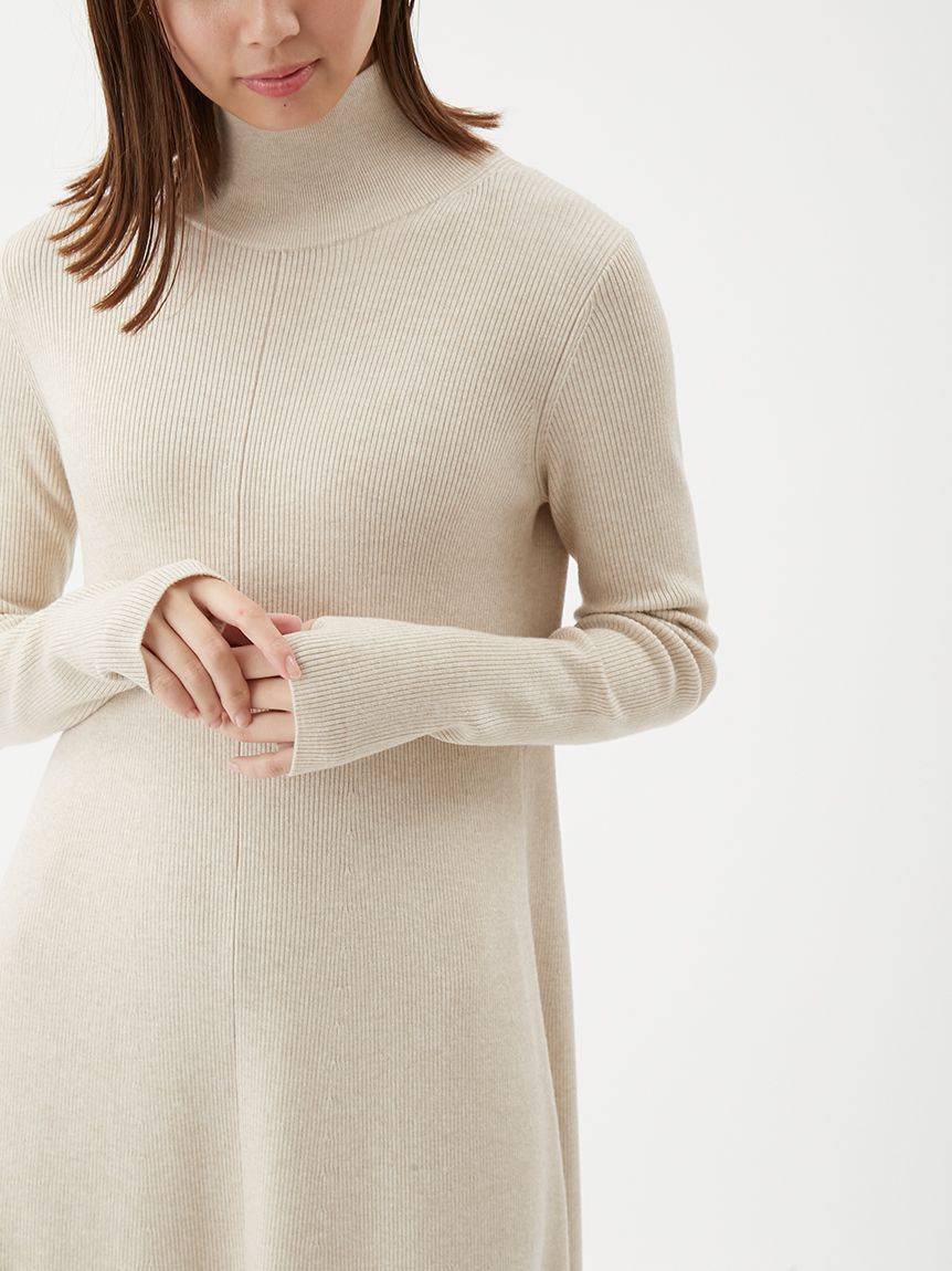 Mila Owen「タートルネックリブニットフレアワンピース」|ワンピース|