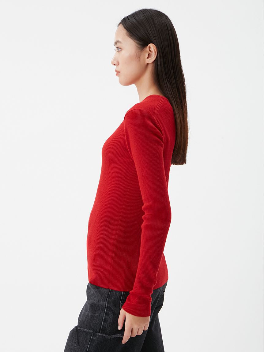 Mila Owen「ベロアヘンリーネックリブニット」|ニット・セーター|