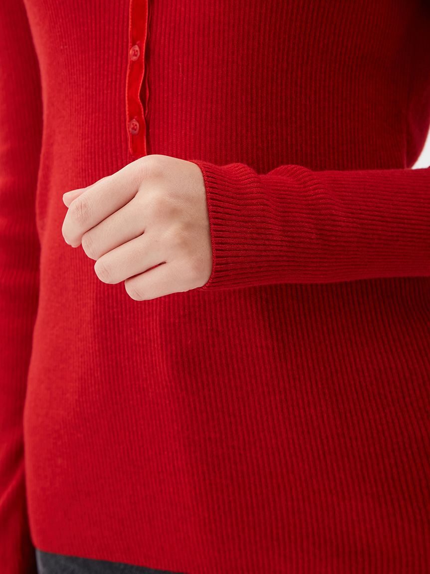 Mila Owen「ベロアヘンリーネックリブニット」|ニット・セーター|