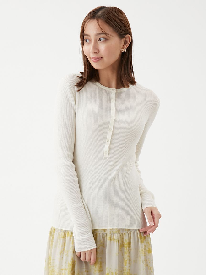 Mila Owen「ベロアヘンリーネックリブニット」|ニット・セーター|