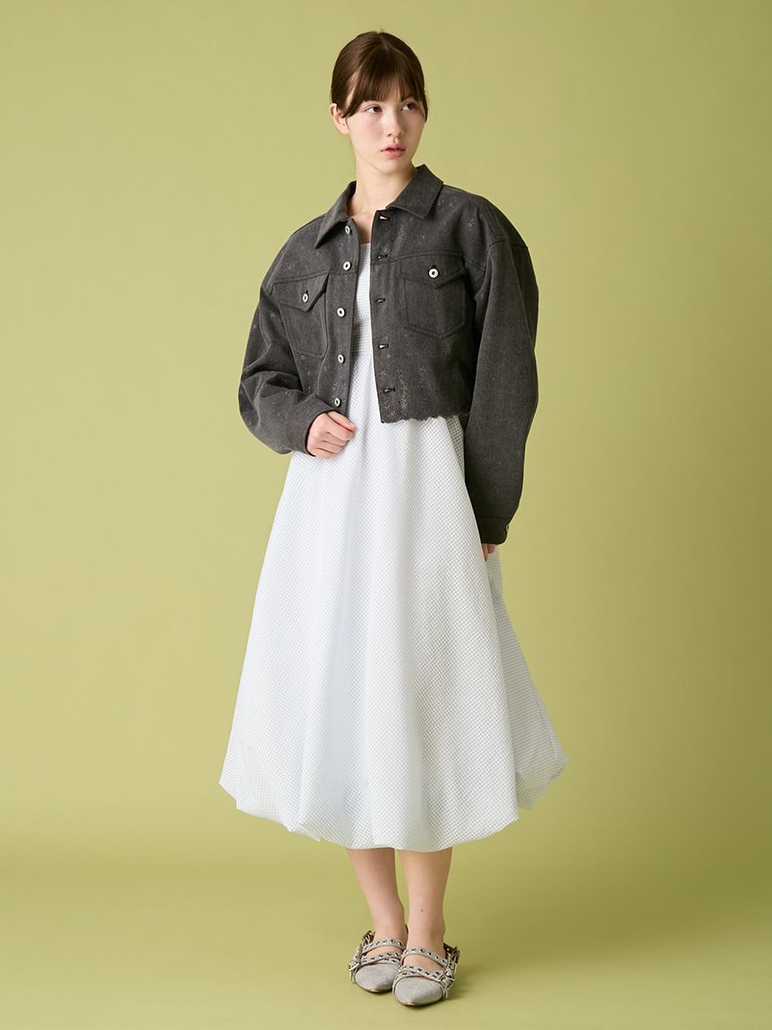 FURFUR「刺繍クロップドシャツジャケット」|デニムジャケット|