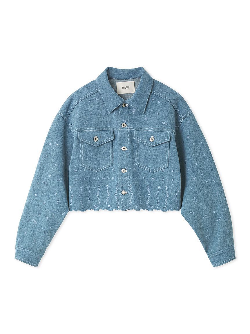 FURFUR「刺繍クロップドシャツジャケット」|デニムジャケット|