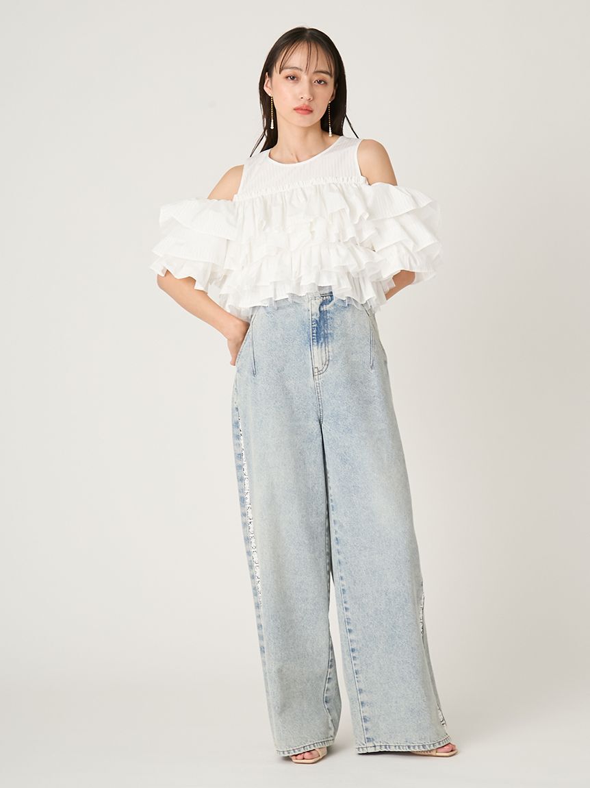 FRAY I.D「チュールコンビフリルティアードブラウス」|シャツ・ブラウス|