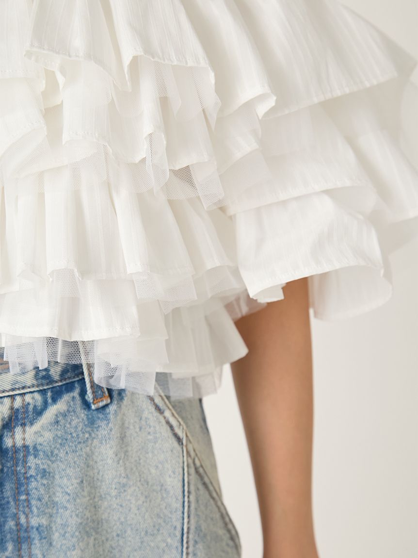 FRAY I.D「チュールコンビフリルティアードブラウス」|シャツ・ブラウス|