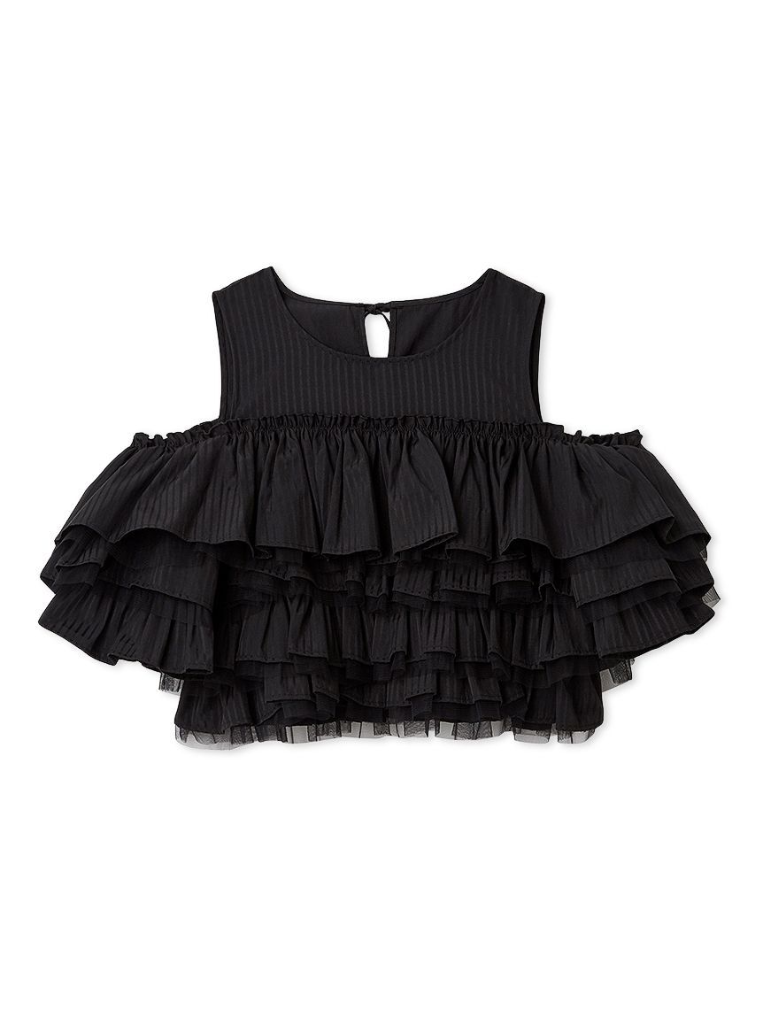 FRAY I.D「チュールコンビフリルティアードブラウス」|シャツ・ブラウス|BLK