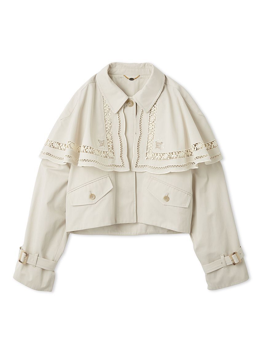 LILY BROWN「2wayエンブロイダリーケープコート」|ピーコート|