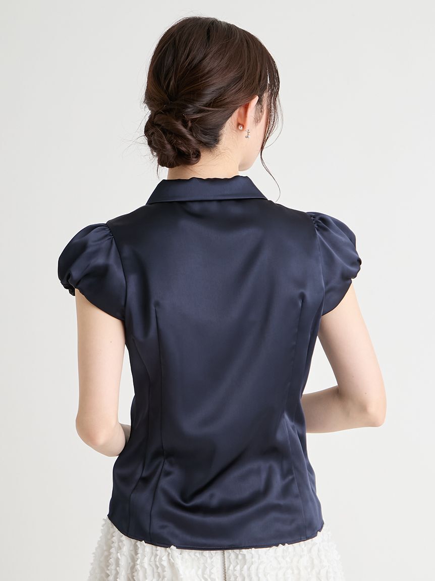 CELFORD「【洗える】フロントスカラサテンブラウス」|シャツ・ブラウス|