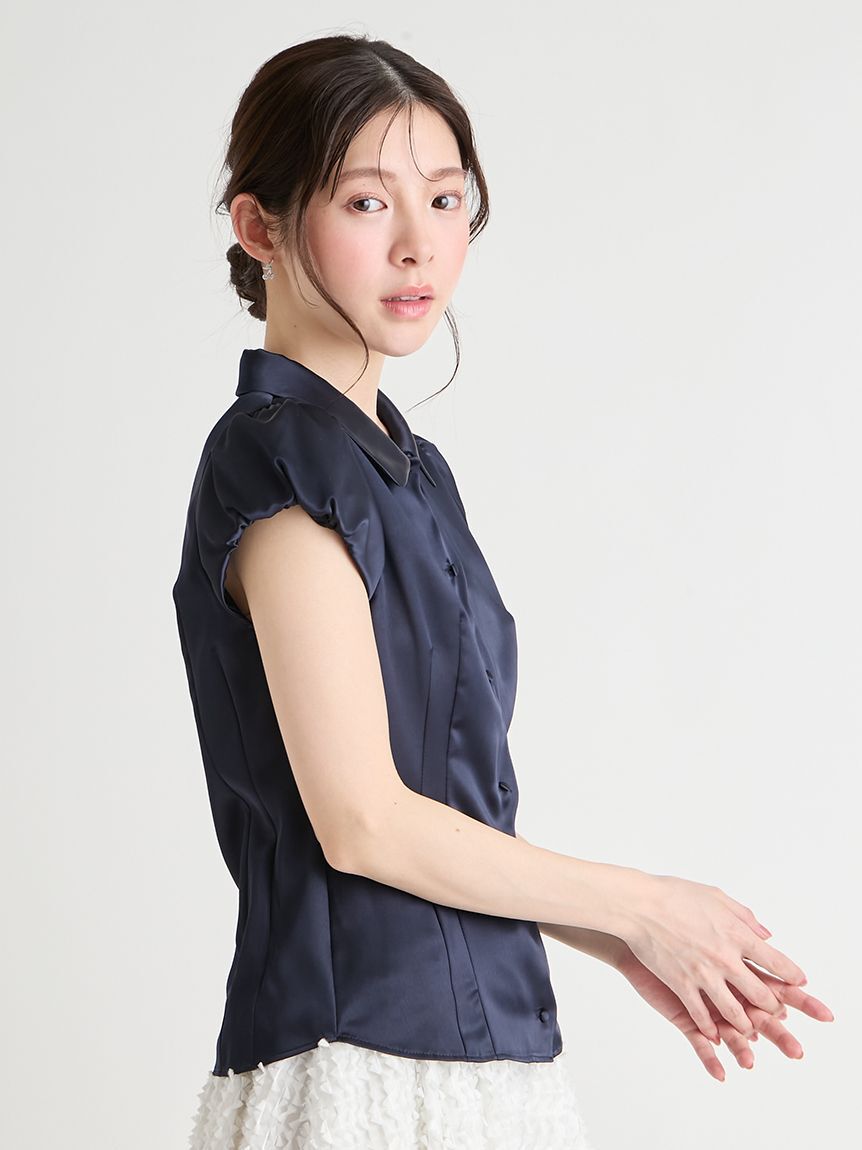 CELFORD「【洗える】フロントスカラサテンブラウス」|シャツ・ブラウス|