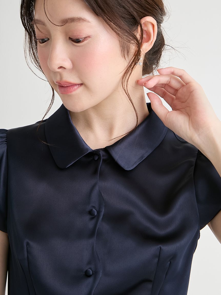 CELFORD「【洗える】フロントスカラサテンブラウス」|シャツ・ブラウス|