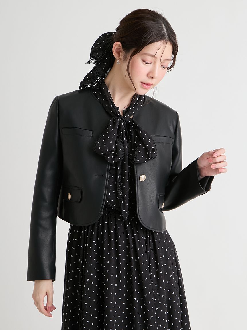 CELFORD「レザーライクショートジャケット」|テーラードジャケット|