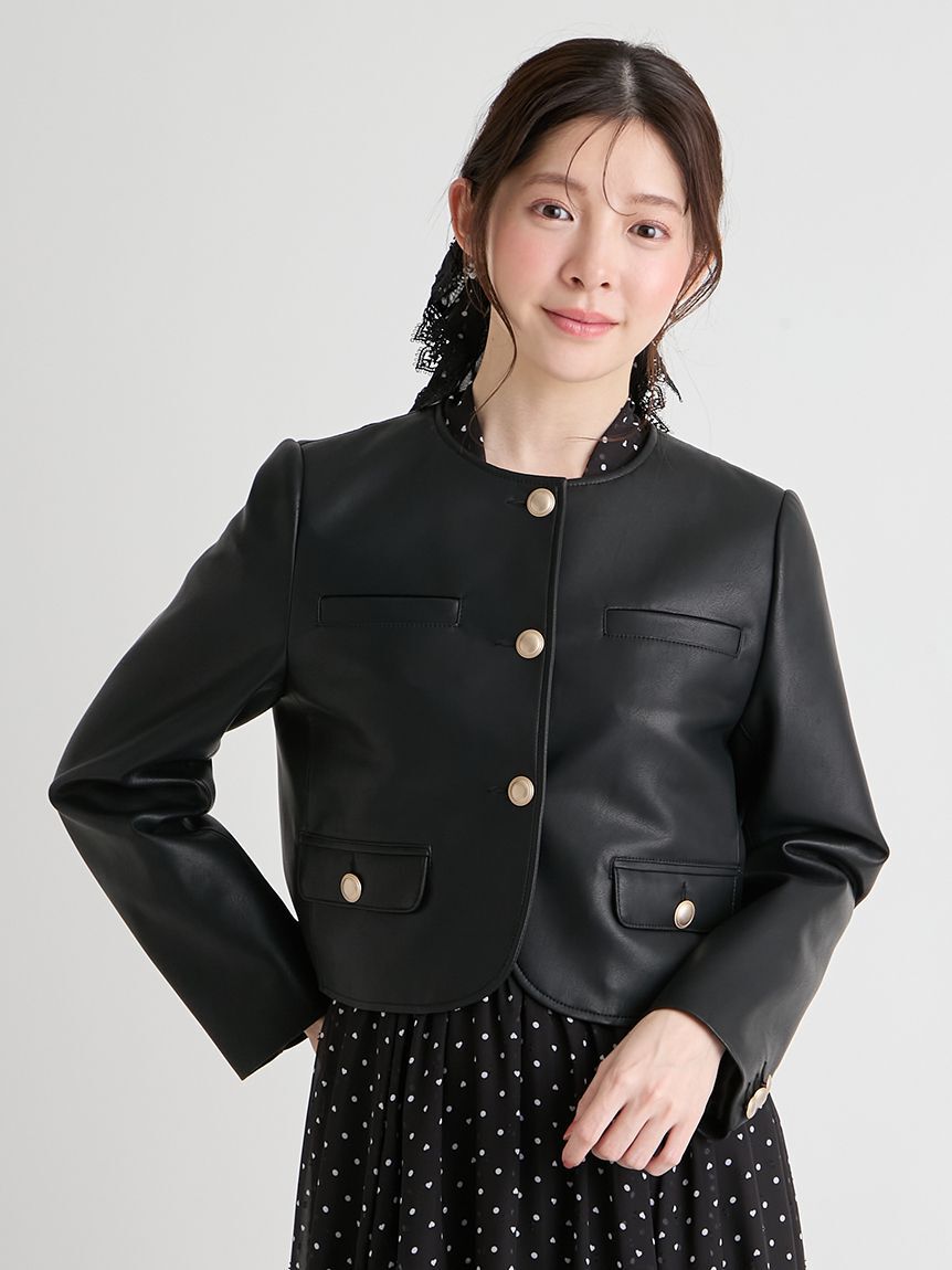 CELFORD「レザーライクショートジャケット」|テーラードジャケット|
