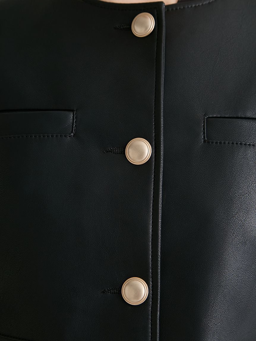 CELFORD「レザーライクショートジャケット」|テーラードジャケット|