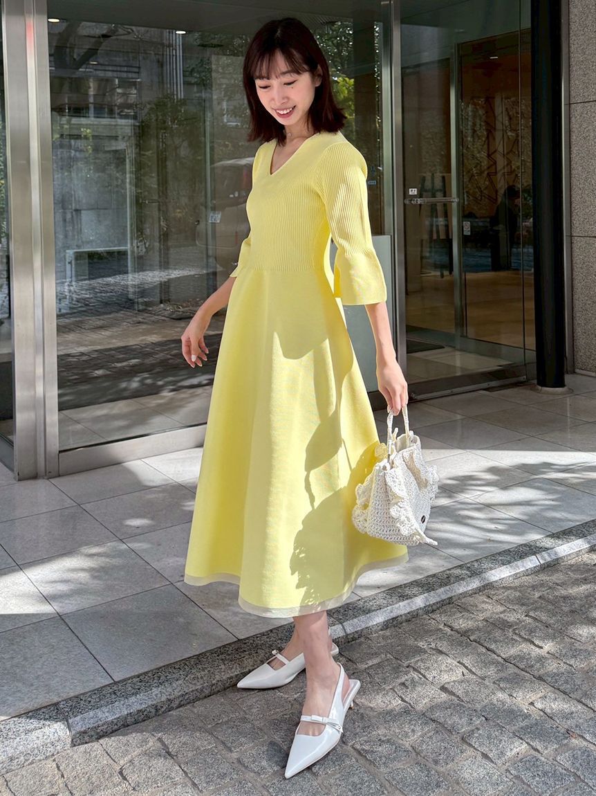 CELFORD「【洗える】ベルスリーブホールガーメントワンピース」|ワンピース|YEL